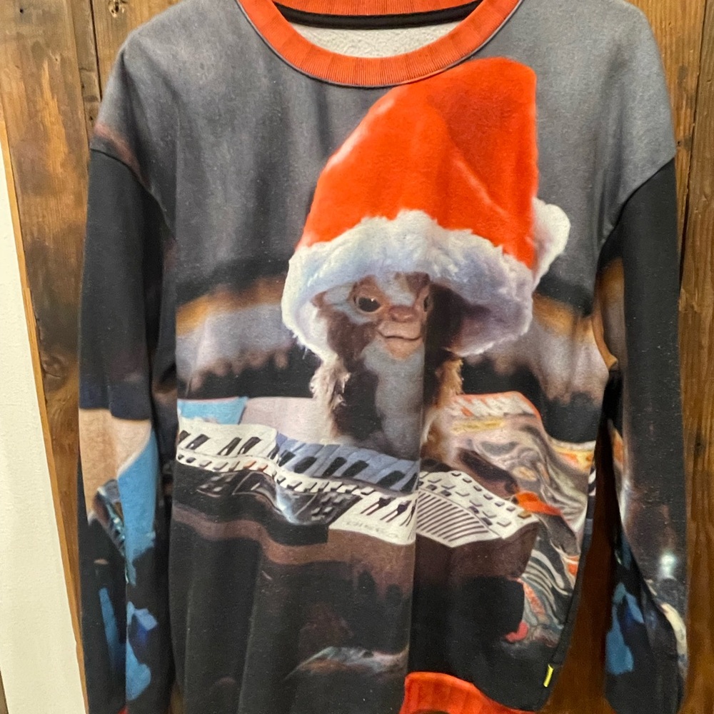 Men's Black and Red Sweater with Festive Design